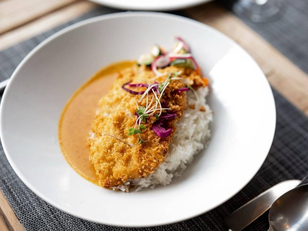 Chicken katsu with jasmine rice and katsu sauce